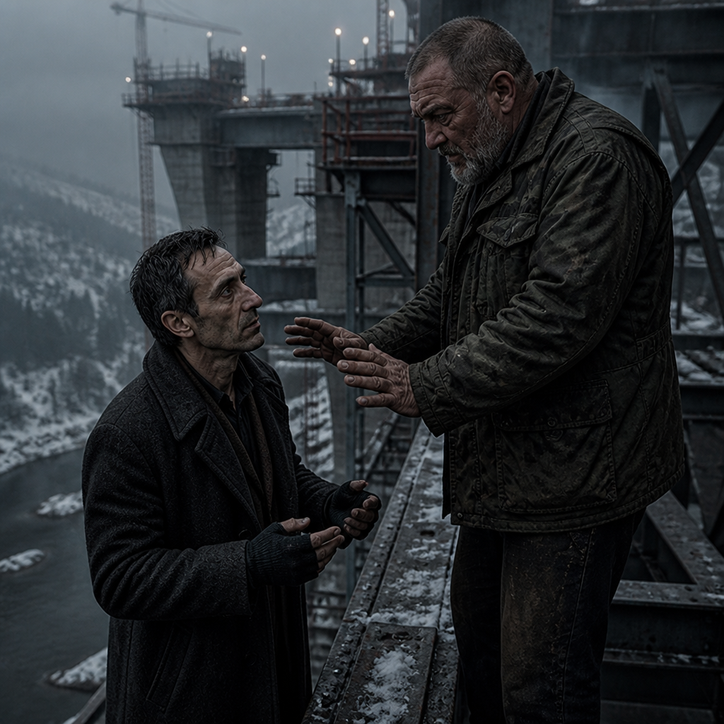 The scaffold collapses; Vedad is injured