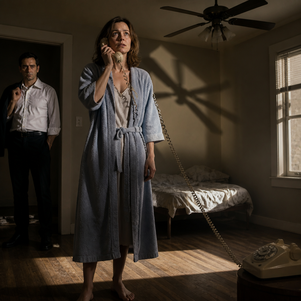The phone call with a ceiling fan